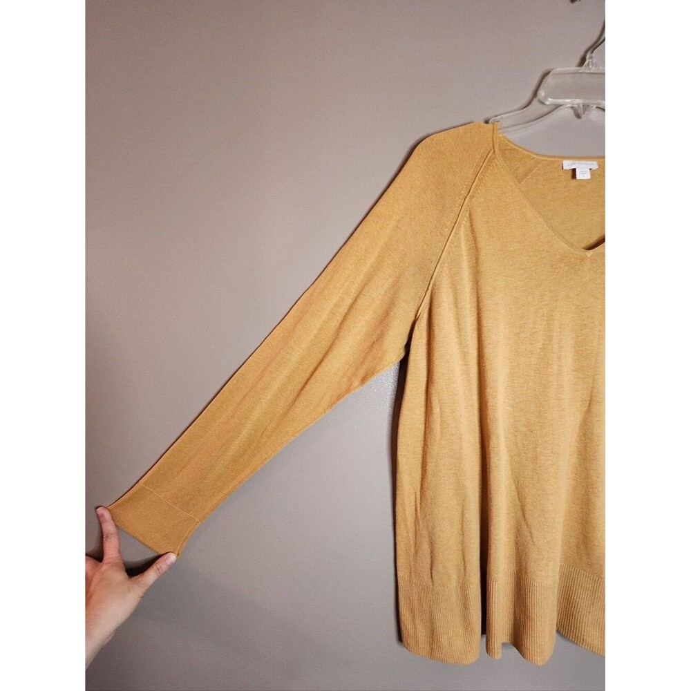J. Jill V-Neck Silk & Cotton Sweater in Mustard Size Large - Picture 7 of 13